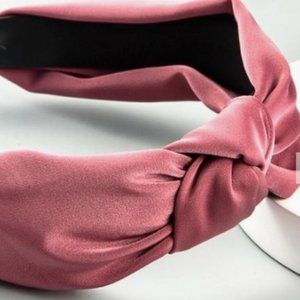 Elegant Pink Satin Knot Headband